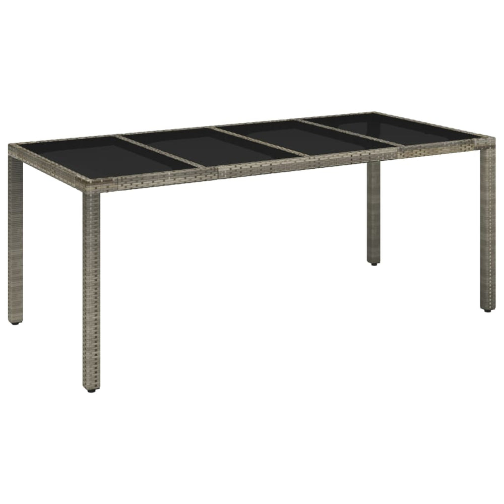 Tuintafel met glazen blad 190x90x75 cm poly rattan grijs MeubelReus