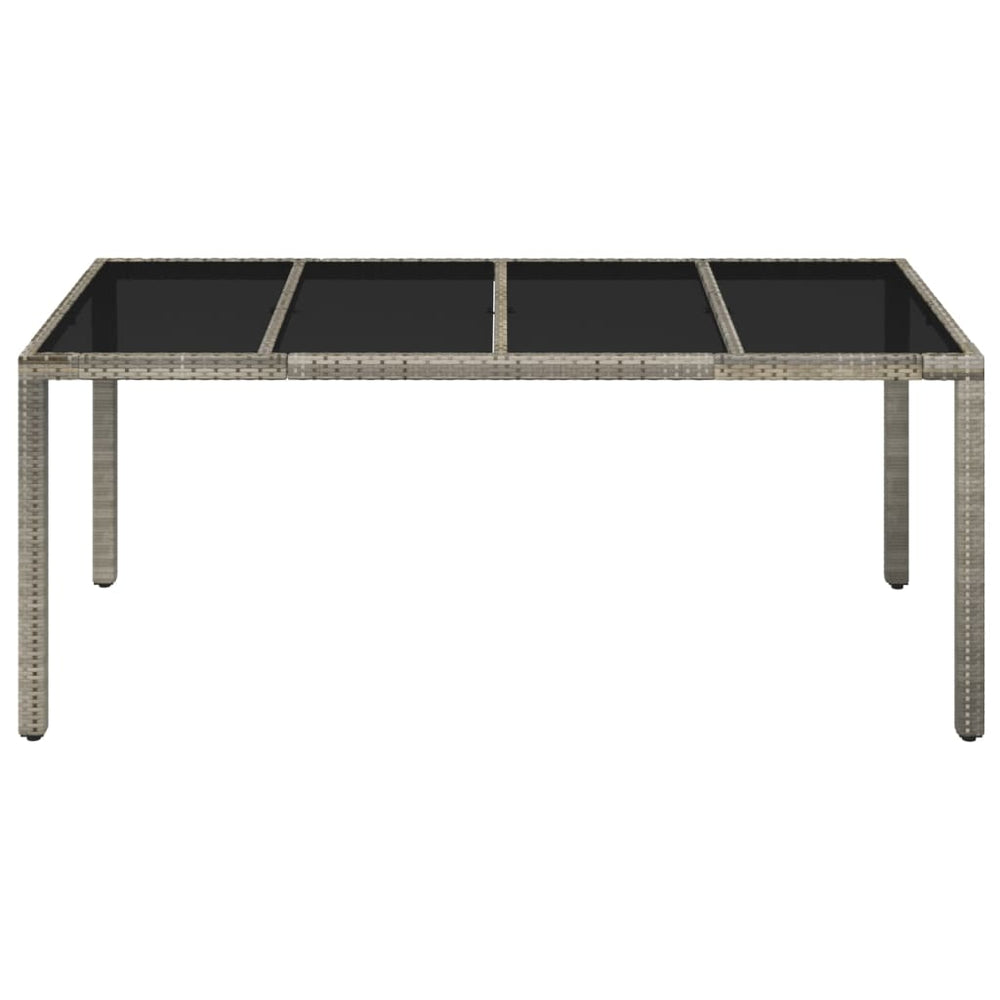 Tuintafel met glazen blad 190x90x75 cm poly rattan grijs MeubelReus