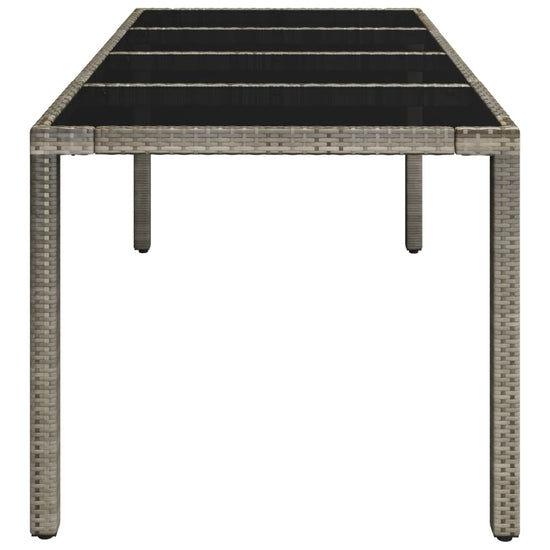 Tuintafel met glazen blad 190x90x75 cm poly rattan grijs MeubelReus
