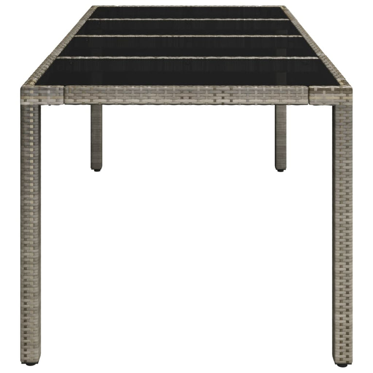 Tuintafel met glazen blad 190x90x75 cm poly rattan grijs MeubelReus