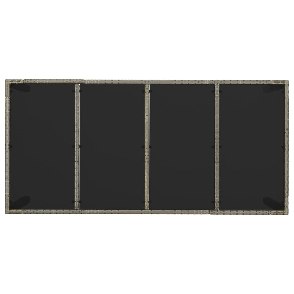 Tuintafel met glazen blad 190x90x75 cm poly rattan grijs MeubelReus