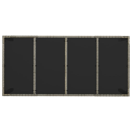 Tuintafel met glazen blad 190x90x75 cm poly rattan grijs MeubelReus