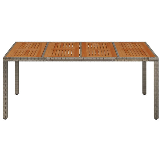 Tuintafel met houten blad 190x90x75 cm poly rattan grijs MeubelReus