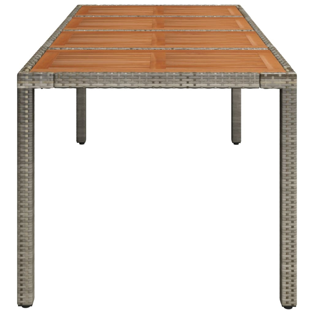 Tuintafel met houten blad 190x90x75 cm poly rattan grijs MeubelReus