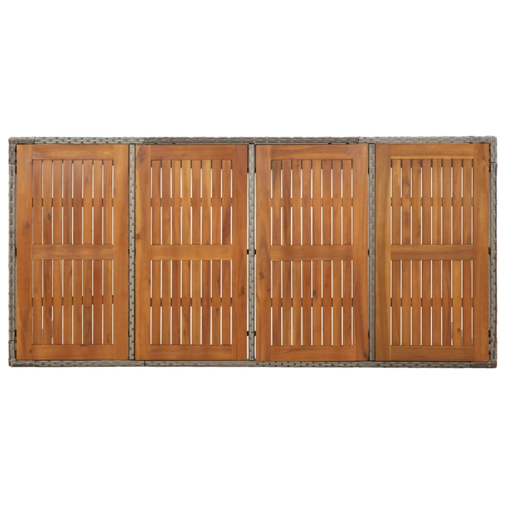 Tuintafel met houten blad 190x90x75 cm poly rattan grijs MeubelReus