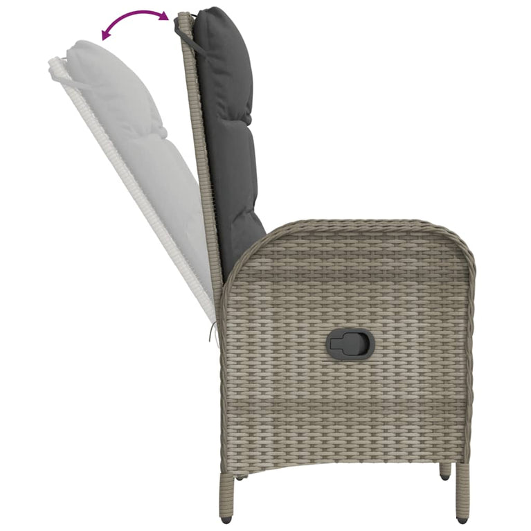 3-delige Loungeset met kussens poly rattan grijs MeubelReus