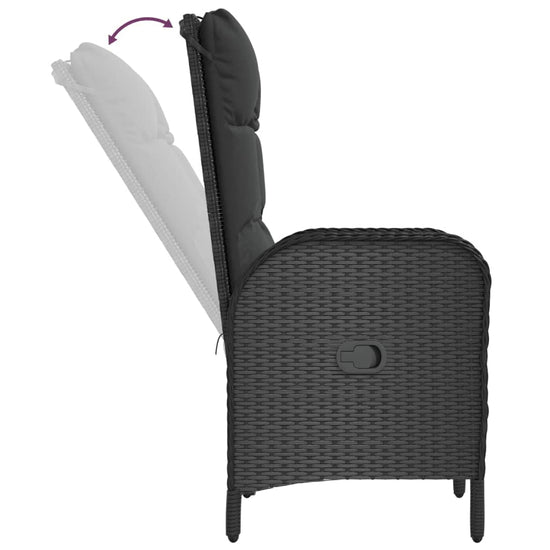 3-delige Loungeset met kussens poly rattan zwart MeubelReus