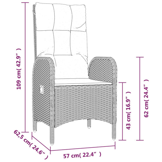 3-delige Loungeset met kussens poly rattan zwart MeubelReus