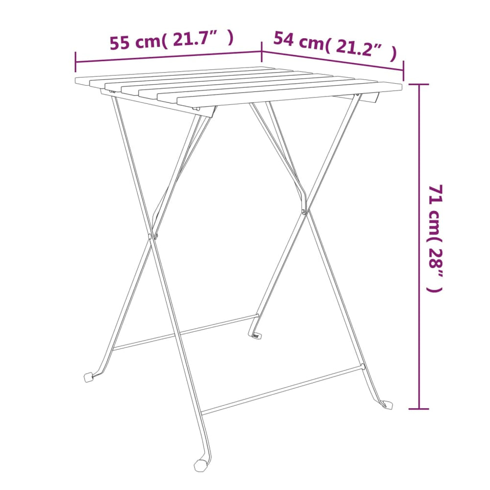 Bistrotafel inklapbaar 55x54x71 cm massief acaciahout en staal MeubelReus
