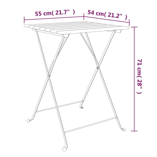 Bistrotafel inklapbaar 55x54x71 cm massief acaciahout en staal MeubelReus