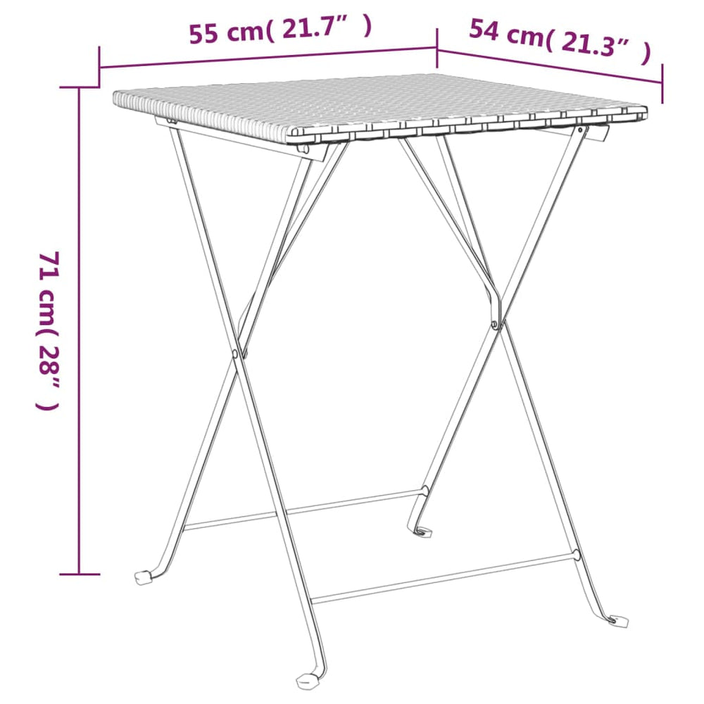 Bistrotafel inklapbaar 55x54x71 cm poly rattan grijs MeubelReus