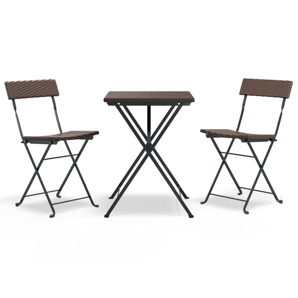3-delige Bistroset inklapbaar poly rattan bruin MeubelReus