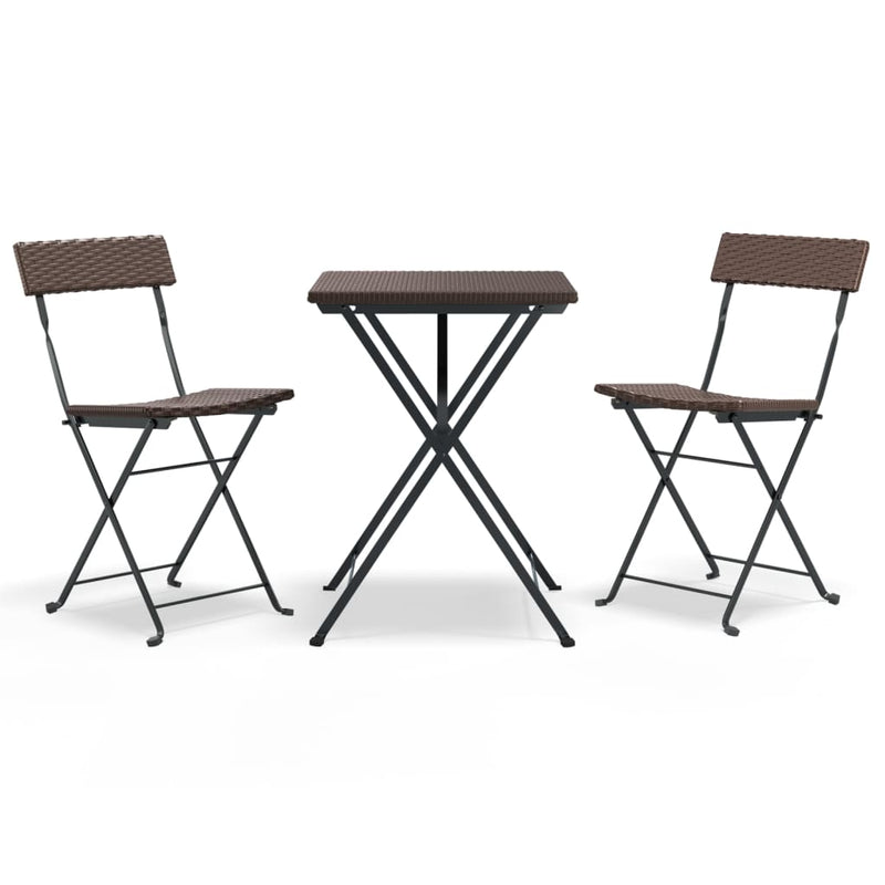 3-delige Bistroset inklapbaar poly rattan bruin MeubelReus
