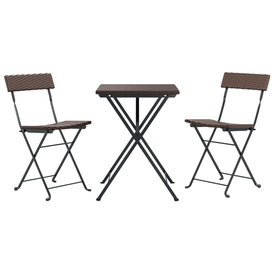 3-delige Bistroset inklapbaar poly rattan bruin MeubelReus