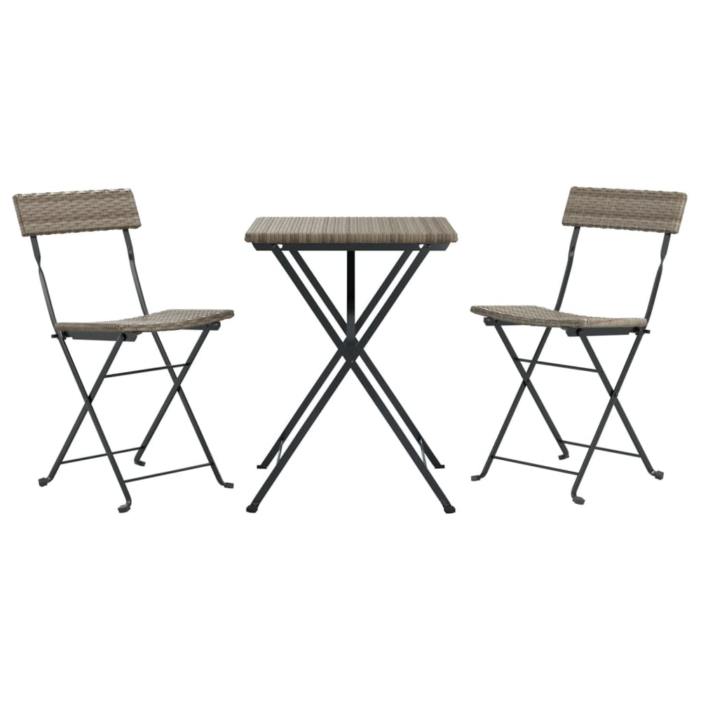 3-delige Bistroset inklapbaar poly rattan grijs MeubelReus
