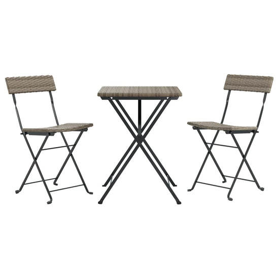 3-delige Bistroset inklapbaar poly rattan grijs MeubelReus