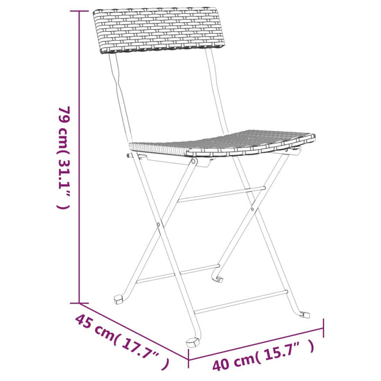 3-delige Bistroset inklapbaar poly rattan grijs MeubelReus