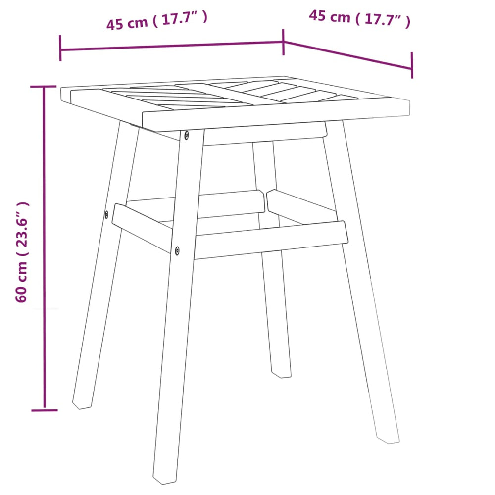 Bijzettafel 45x45x60 cm massief acaciahout MeubelReus