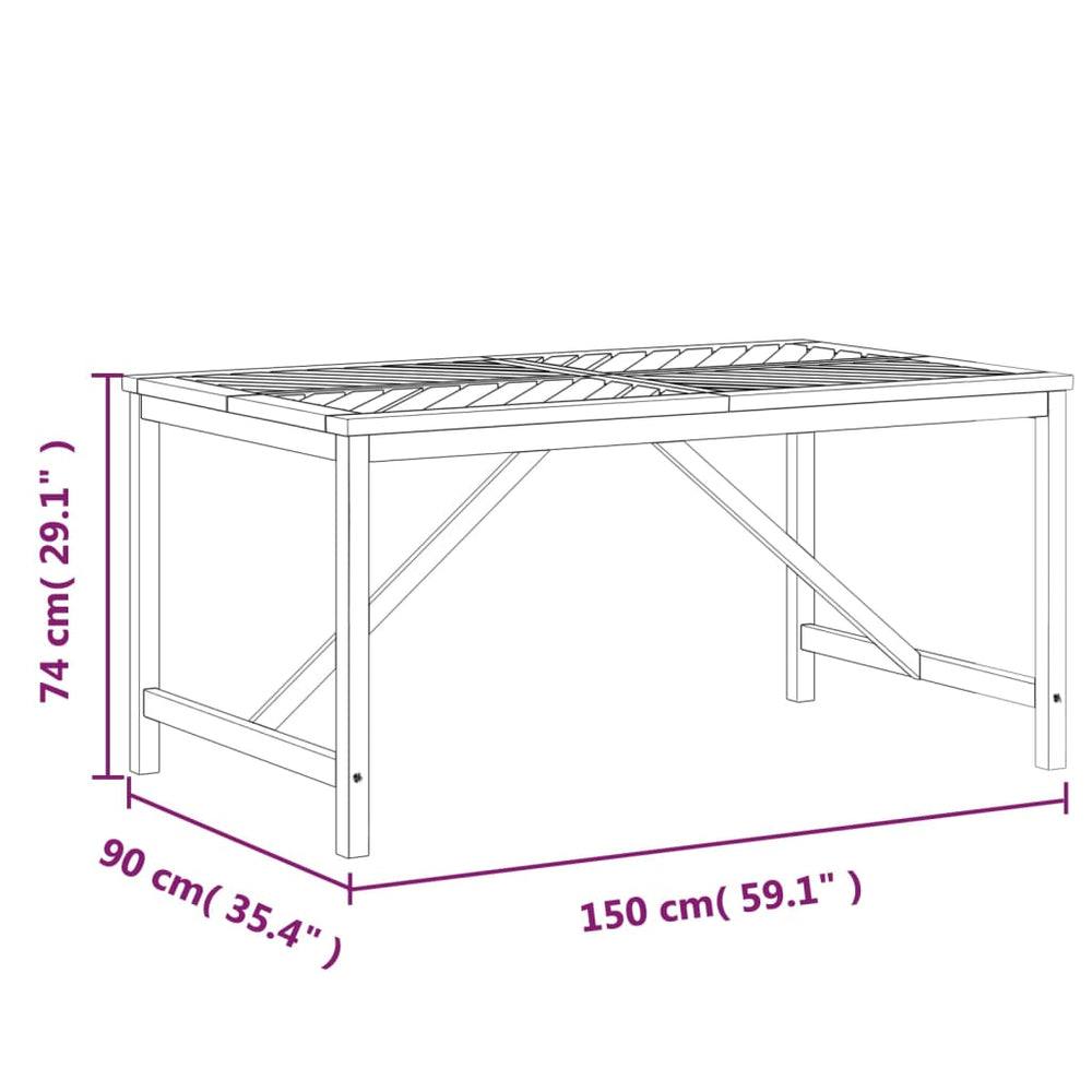 Tuintafel 150x90x74 cm massief acaciahout MeubelReus