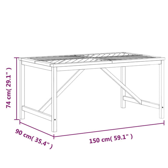 Tuintafel 150x90x74 cm massief acaciahout MeubelReus