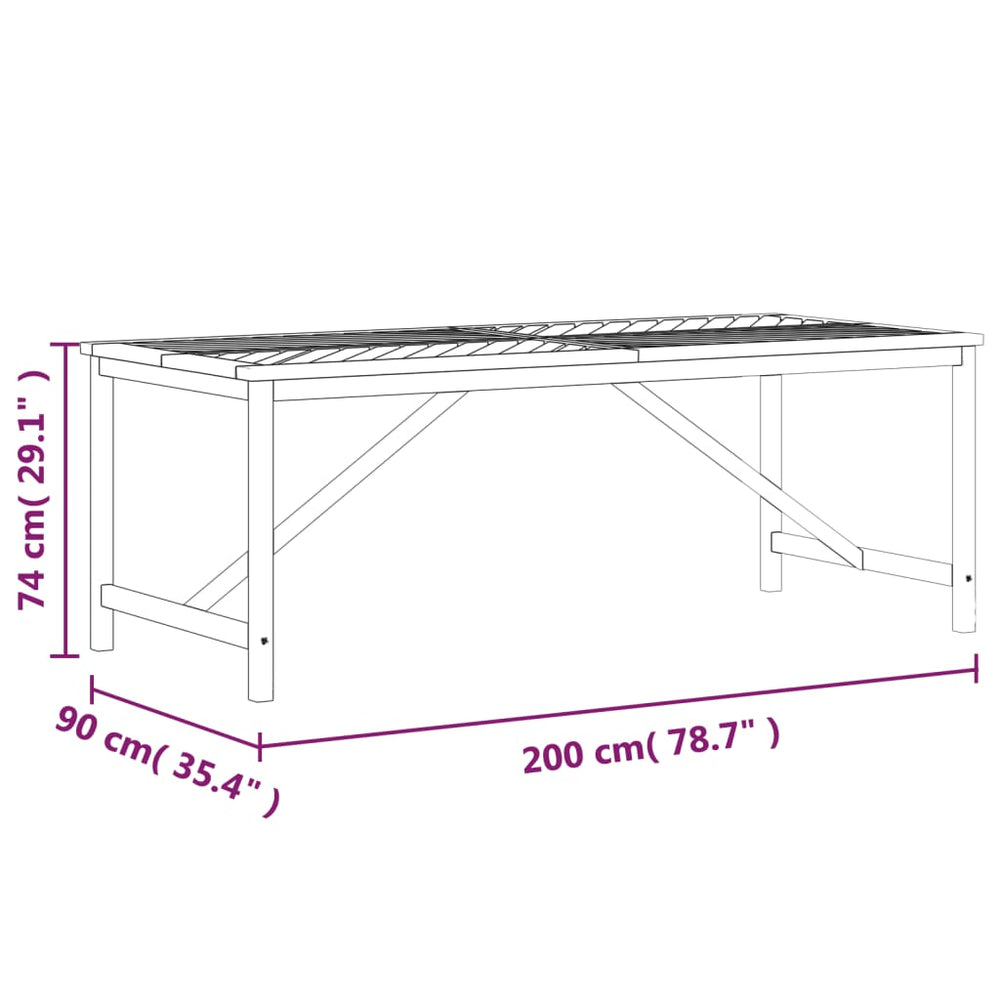 Tuintafel 200x90x74 cm massief acaciahout MeubelReus