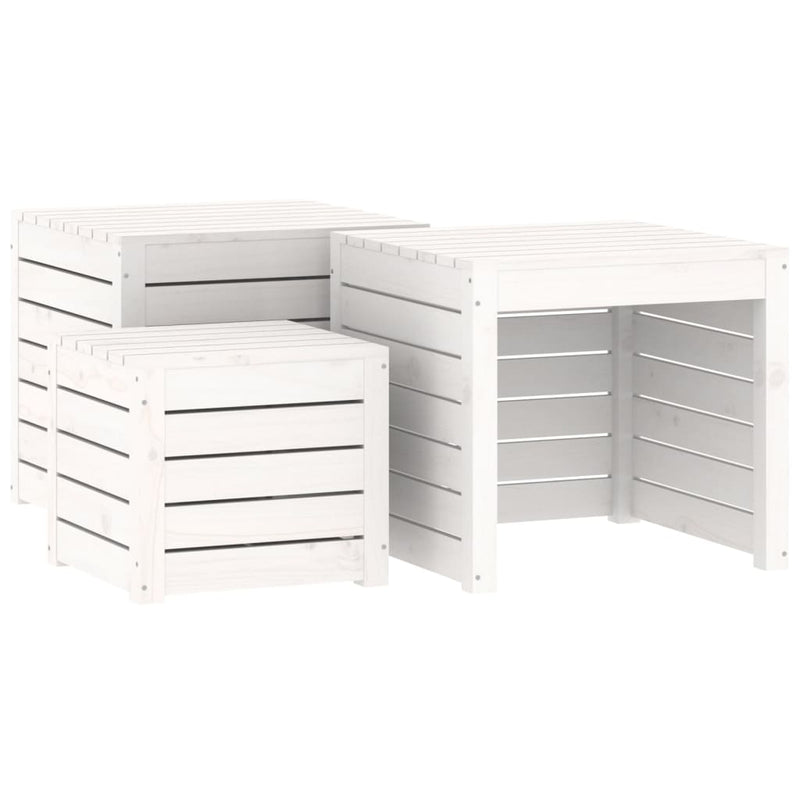 3-delige Tuinboxset massief grenenhout wit MeubelReus