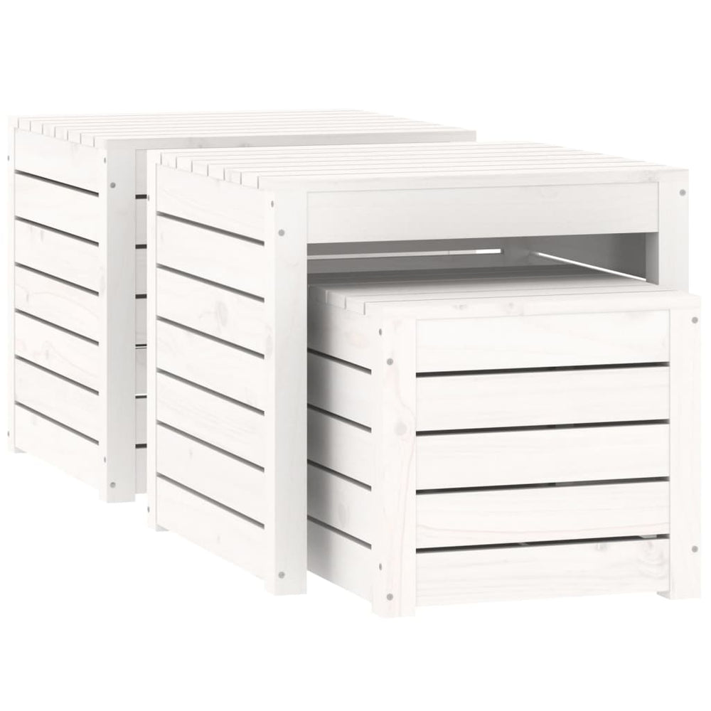 3-delige Tuinboxset massief grenenhout wit MeubelReus