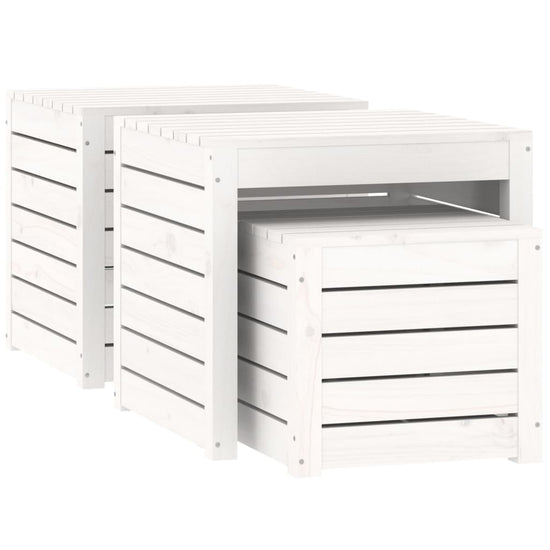 3-delige Tuinboxset massief grenenhout wit MeubelReus