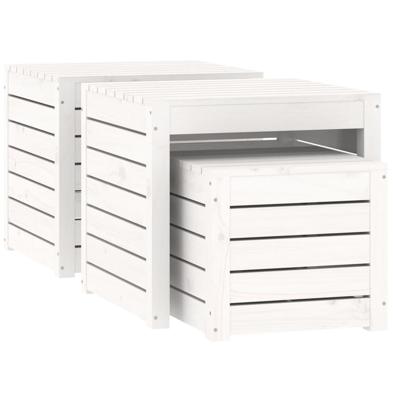 3-delige Tuinboxset massief grenenhout wit MeubelReus