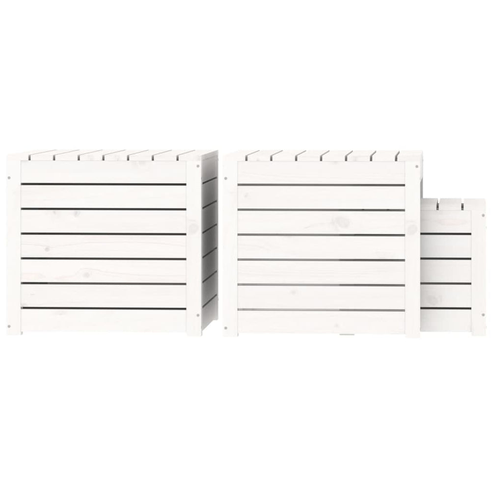 3-delige Tuinboxset massief grenenhout wit MeubelReus