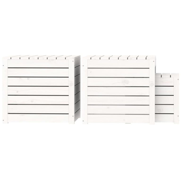 3-delige Tuinboxset massief grenenhout wit MeubelReus