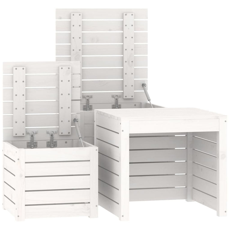3-delige Tuinboxset massief grenenhout wit MeubelReus