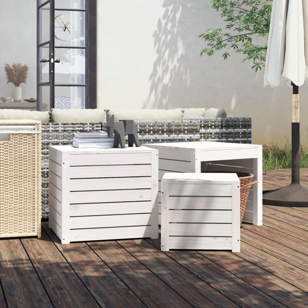 3-delige Tuinboxset massief grenenhout wit MeubelReus
