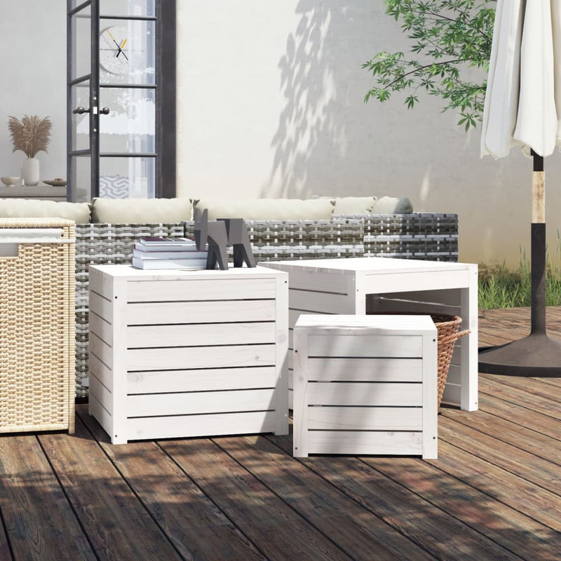 3-delige Tuinboxset massief grenenhout wit MeubelReus