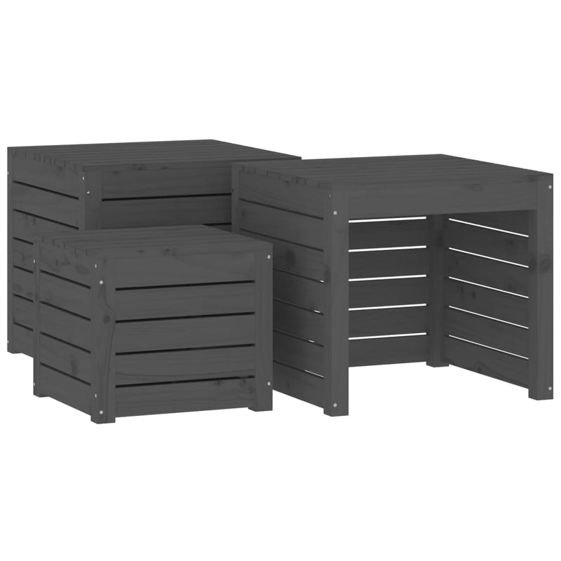 3-delige Tuinboxset massief grenenhout grijs MeubelReus