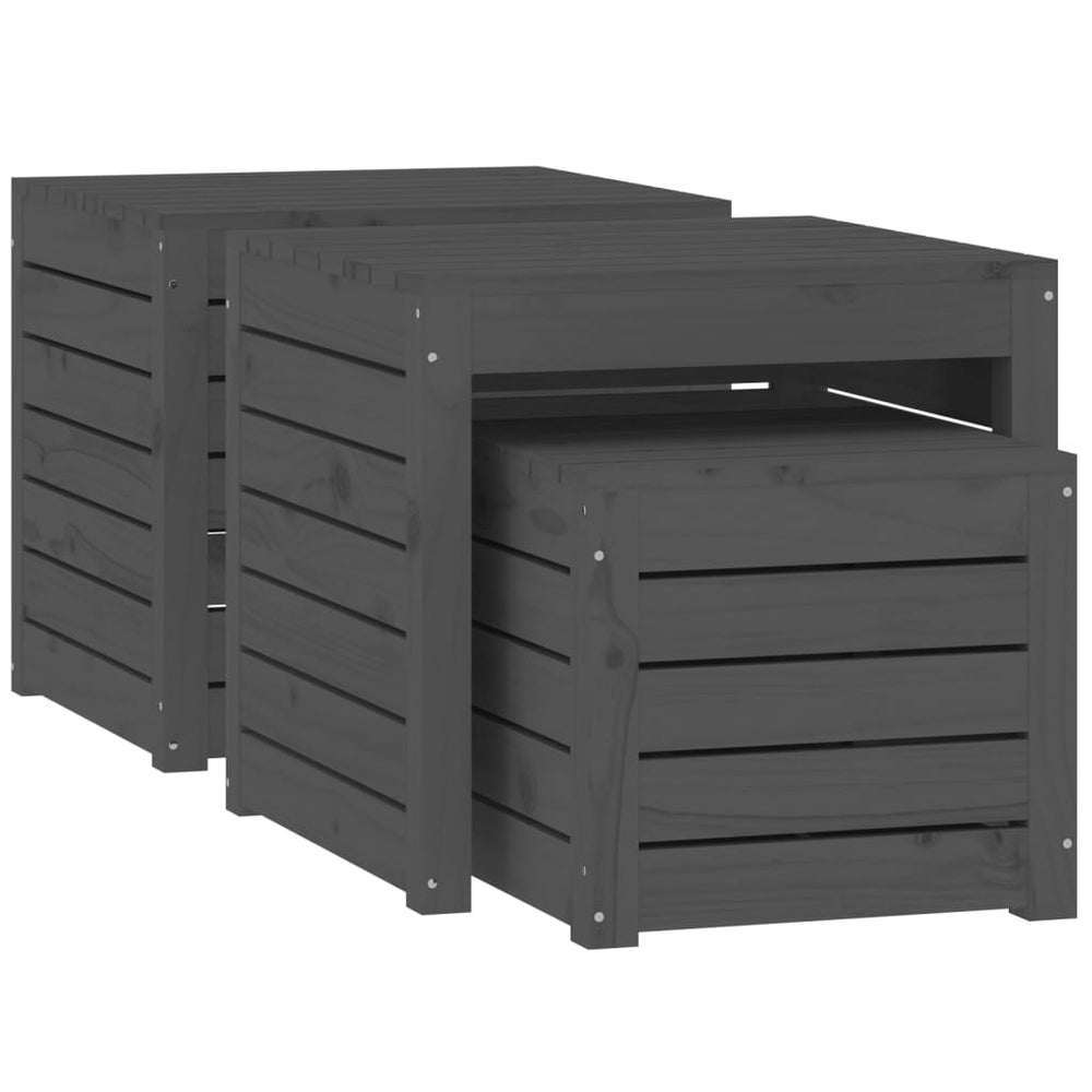 3-delige Tuinboxset massief grenenhout grijs MeubelReus