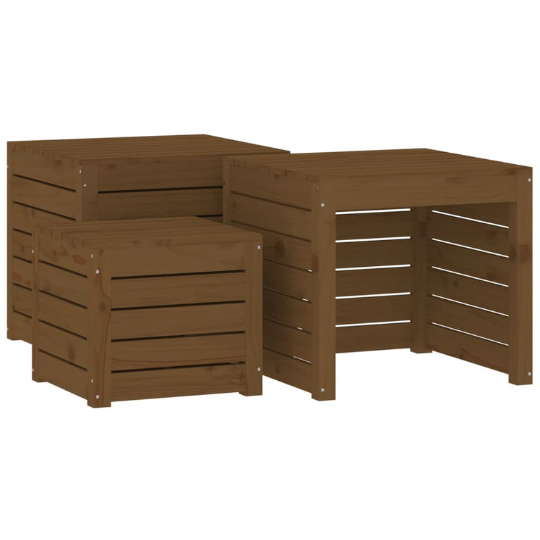 3-delige Tuinboxset massief grenenhout honingbruin MeubelReus