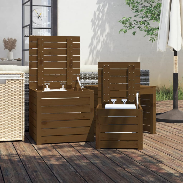 3-delige Tuinboxset massief grenenhout honingbruin MeubelReus