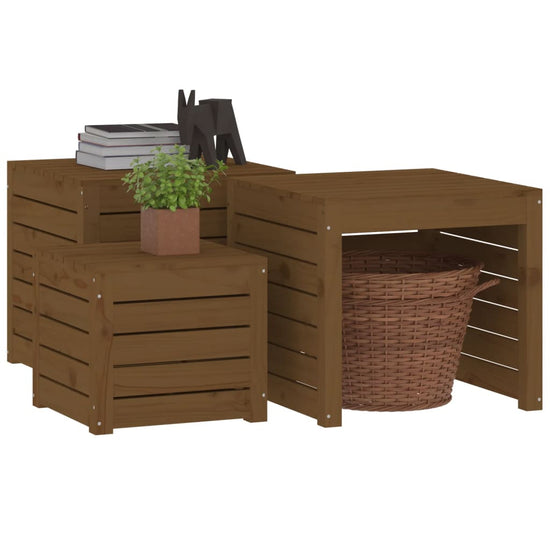 3-delige Tuinboxset massief grenenhout honingbruin MeubelReus