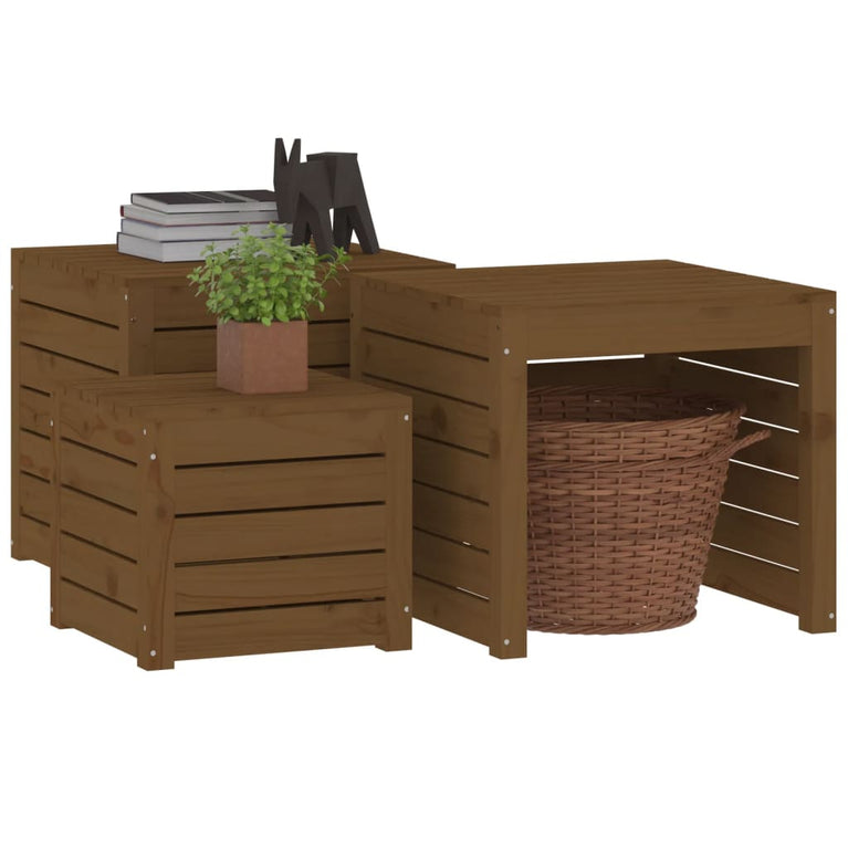 3-delige Tuinboxset massief grenenhout honingbruin MeubelReus
