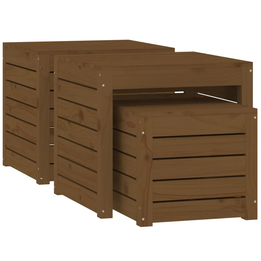 3-delige Tuinboxset massief grenenhout honingbruin MeubelReus