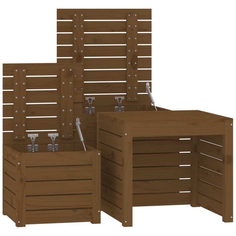 3-delige Tuinboxset massief grenenhout honingbruin MeubelReus