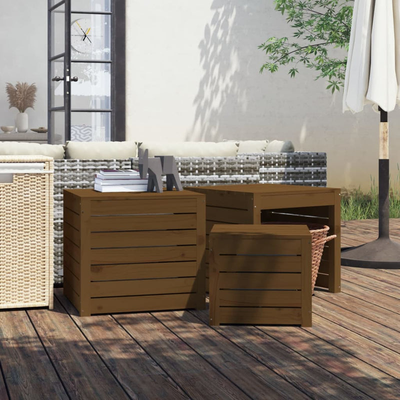 3-delige Tuinboxset massief grenenhout honingbruin MeubelReus