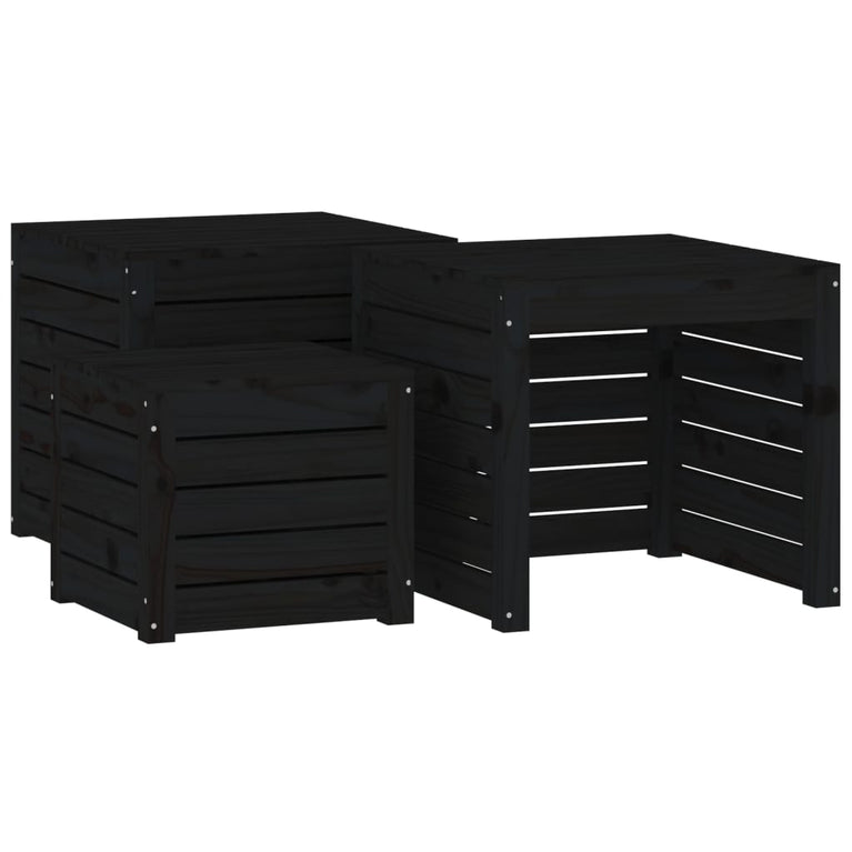 3-delige Tuinboxset massief grenenhout zwart MeubelReus