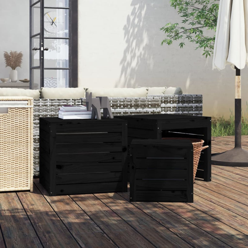 3-delige Tuinboxset massief grenenhout zwart MeubelReus