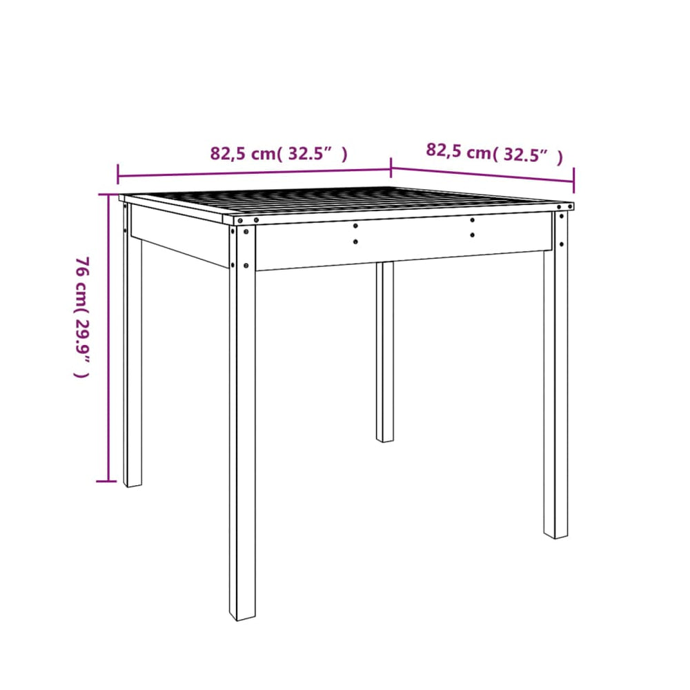Tuintafel 82,5x82,5x76 cm massief grenenhout zwart MeubelReus