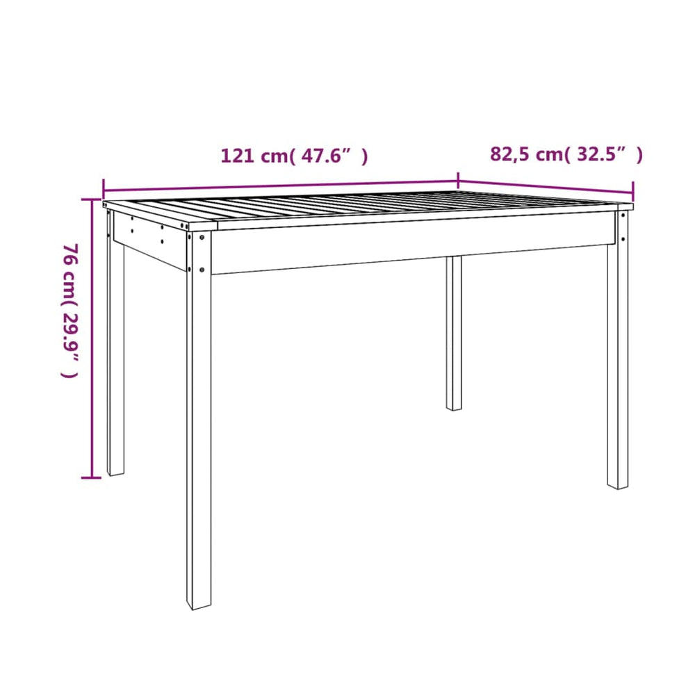 Tuintafel 121x82,5x76 cm massief grenenhout grijs MeubelReus
