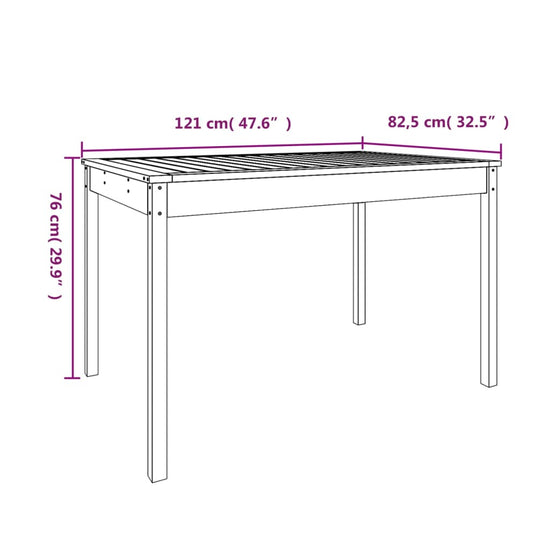 Tuintafel 121x82,5x76 cm massief grenenhout grijs MeubelReus