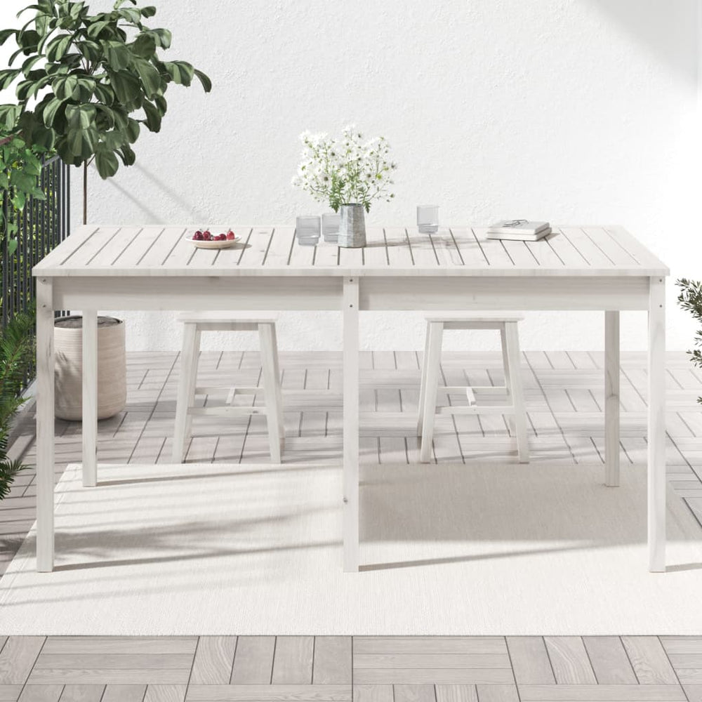 Tuintafel 159,5x82,5x76 cm massief grenenhout wit MeubelReus