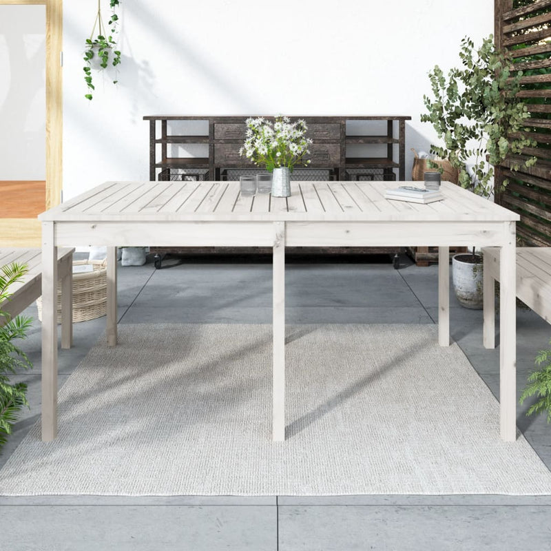 Tuintafel 159,5x82,5x76 cm massief grenenhout wit MeubelReus
